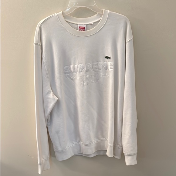 Supreme x Lacoste White Crewneck Sweater